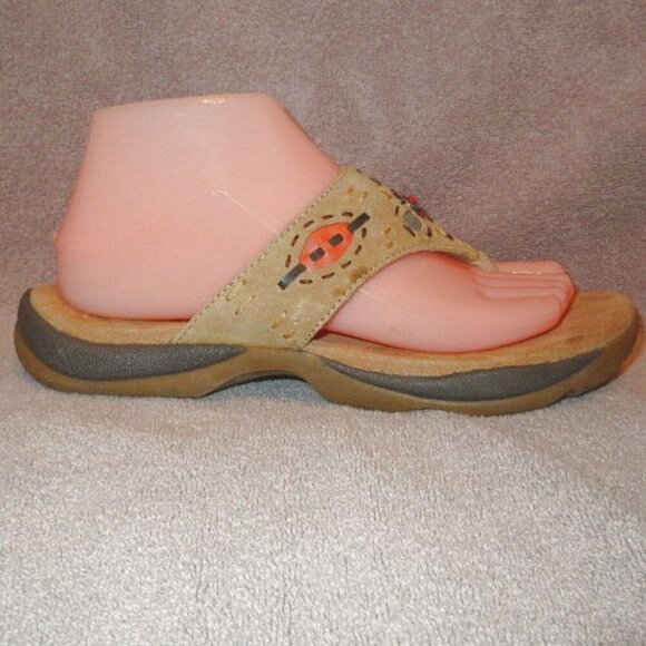 Earth Shoe GELRON 2000 Thong SANDALS Size 8 EMBROIDERED Embellished SUEDE Boho - Picture 3 of 12